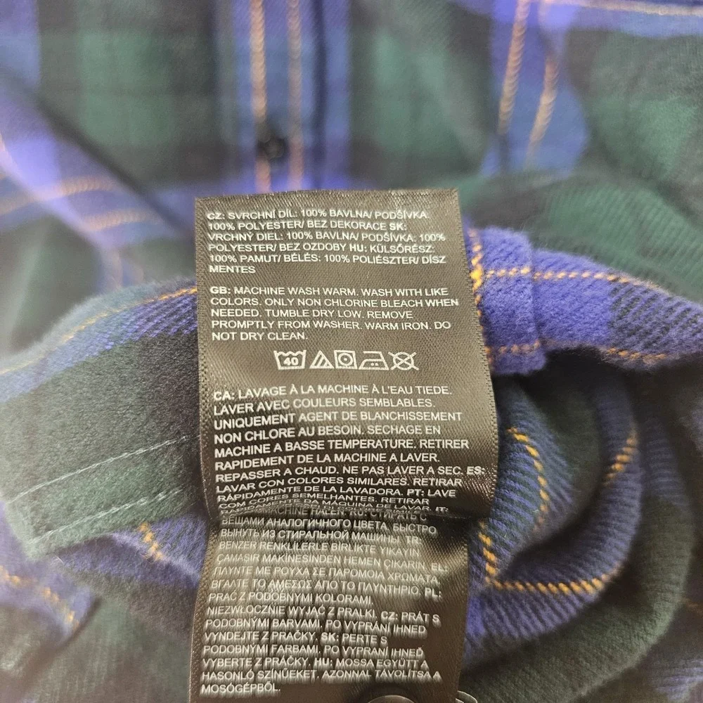 The North Face Arroyo Men's Large Bluish Purple Green Gold Plaid Flannel Shacket